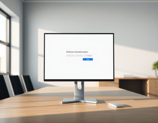 Bithumb cryptocurrency exchange interface showing withdrawal fee confirmation dialog in professional office setting