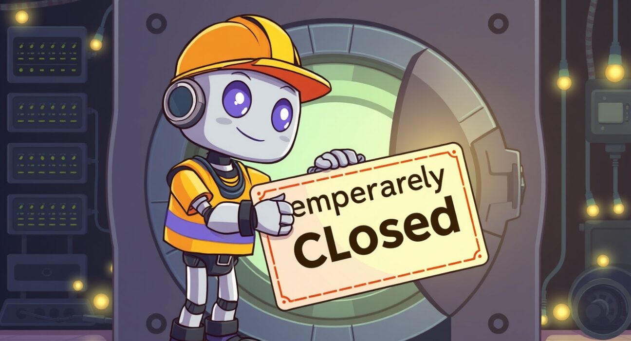 Bithumb ZRC suspension illustrated as a friendly maintenance operation on a digital asset vault.