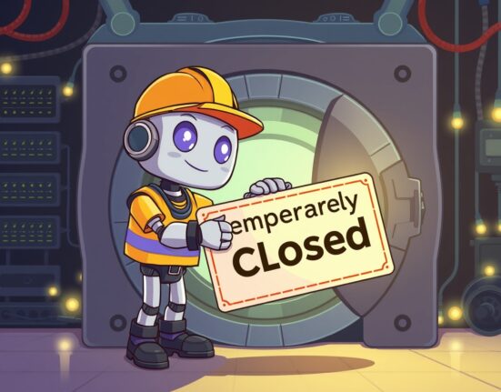 Bithumb ZRC suspension illustrated as a friendly maintenance operation on a digital asset vault.