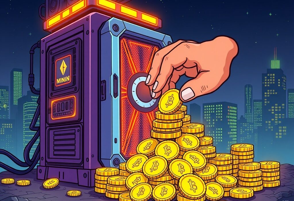 A powerful image of a mining operation expanding its Bitmain ETH acquisition, symbolizing significant Ethereum holdings growth.