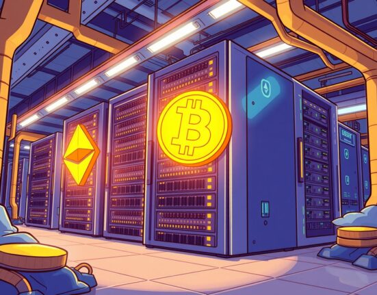 Cartoon illustration symbolizing a company's vast Ethereum holdings and Bitcoin assets, reflecting significant corporate crypto investment.