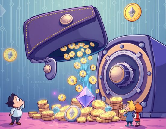 Bitmain wallet ETH withdrawal depicted as animated digital coins flowing into secure crypto storage