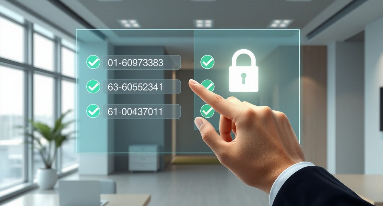 Bitmax secure Bitcoin wallet verification display in a professional South Korean office setting.