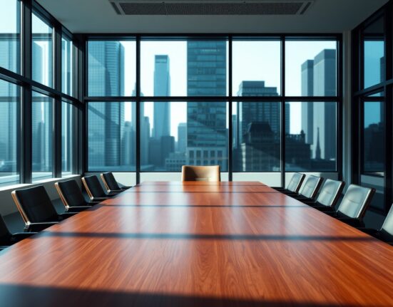 Empty boardroom chair at BitMEX headquarters symbolizes executive resignations