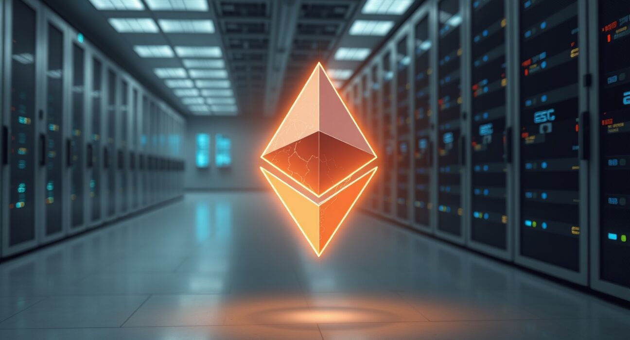 Strategic acquisition of Ethereum by Bitmine represented as a secure digital asset in a data center.