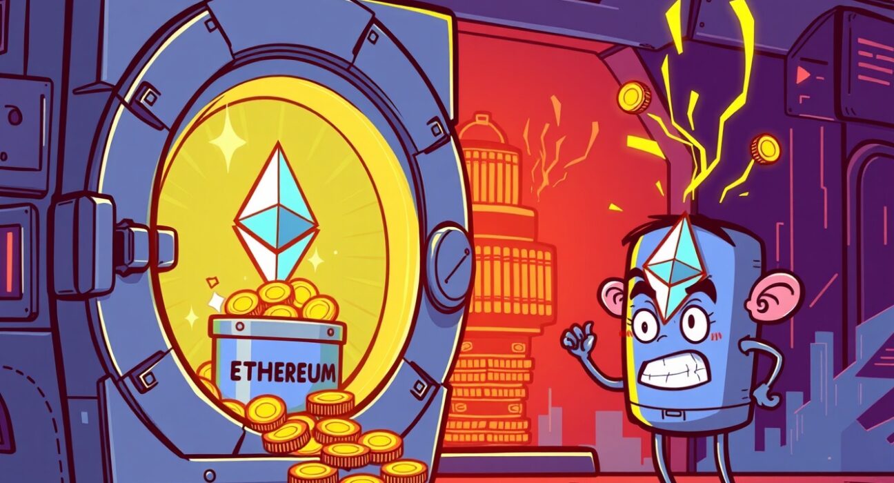 Strategic illustration of Bitmine acquiring a massive Ethereum vault, symbolizing institutional crypto investment confidence.