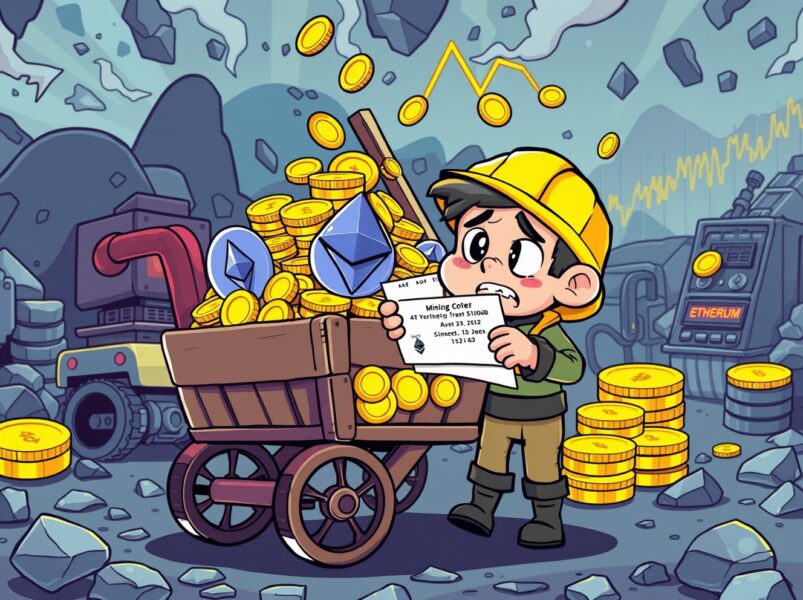 Remarkable BitMine dividend decision illustrated with mining cart and Ethereum symbols during market volatility