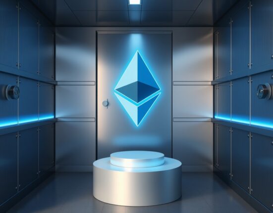 Bitmine's significant Ethereum holdings represented as a secure digital asset in a vault.