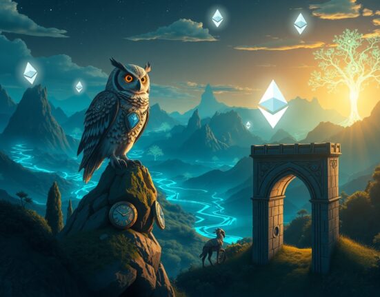 Bitmine's strategic ETH staking commitment visualized as data integration into the Ethereum network.