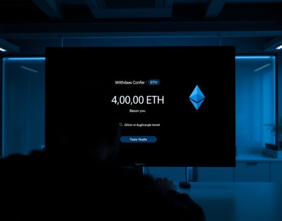 Cryptocurrency exchange interface showing large ETH withdrawal on dark screen