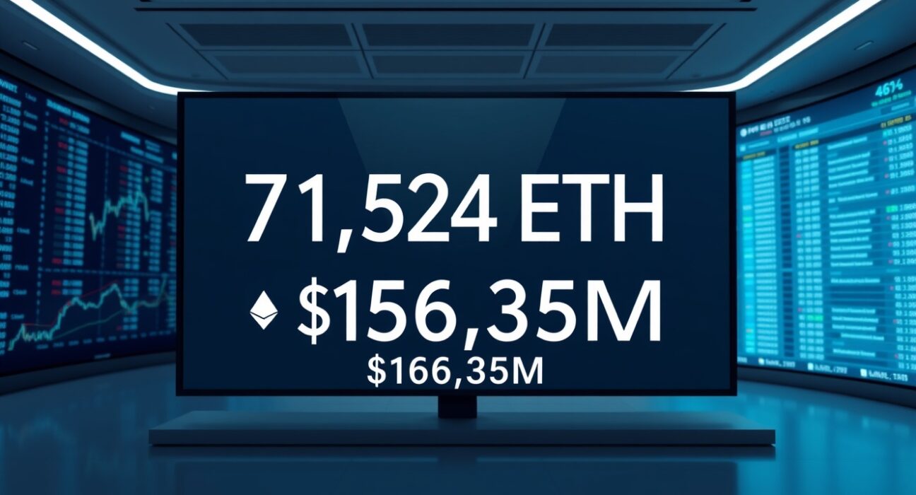 Bitmine's $156 million Ethereum purchase transaction displayed on a professional financial interface.