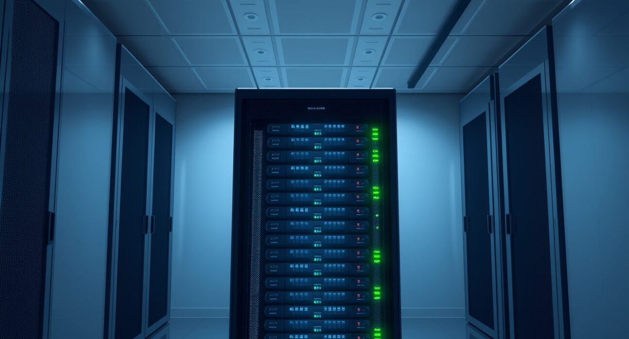 Bitmine's Ethereum staking infrastructure in a secure data center representing blockchain validation.