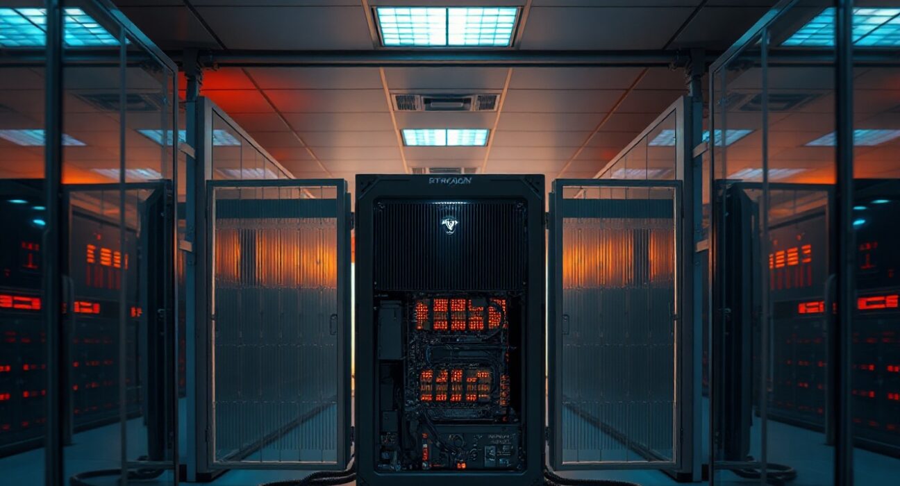 Bitmine cryptocurrency mining facility with Ethereum mining rigs in operation