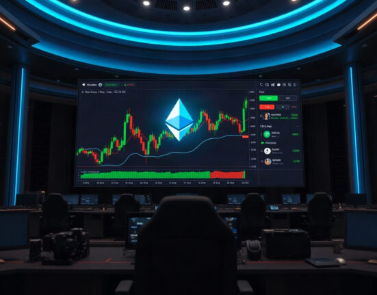 Cryptocurrency exchange dashboard with Ethereum charts in a professional trading environment