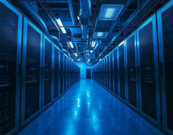 Data center server room representing institutional Ethereum staking infrastructure