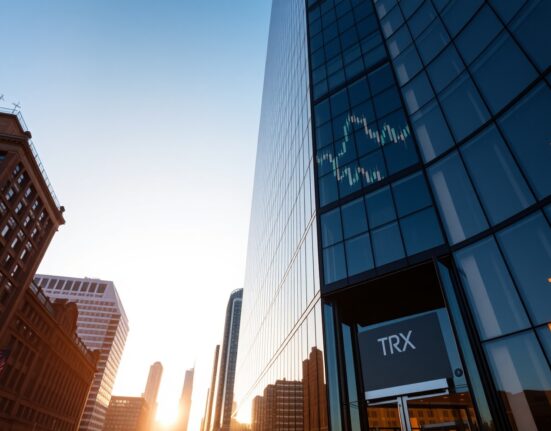Chicago financial district high-rise building representing Bitnomial headquarters for TRX futures launch
