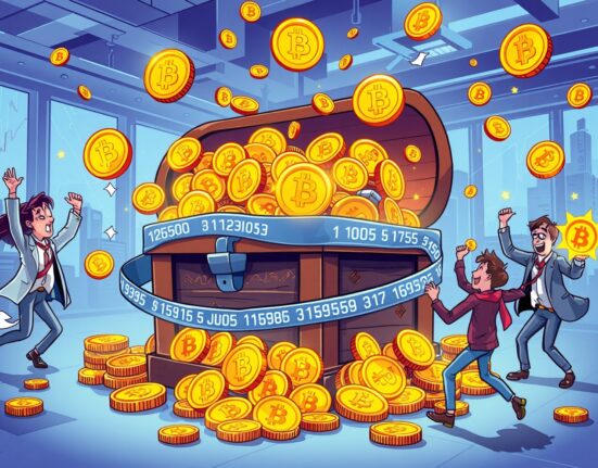 Strategic Bitcoin investment growth showing digital treasure and market success