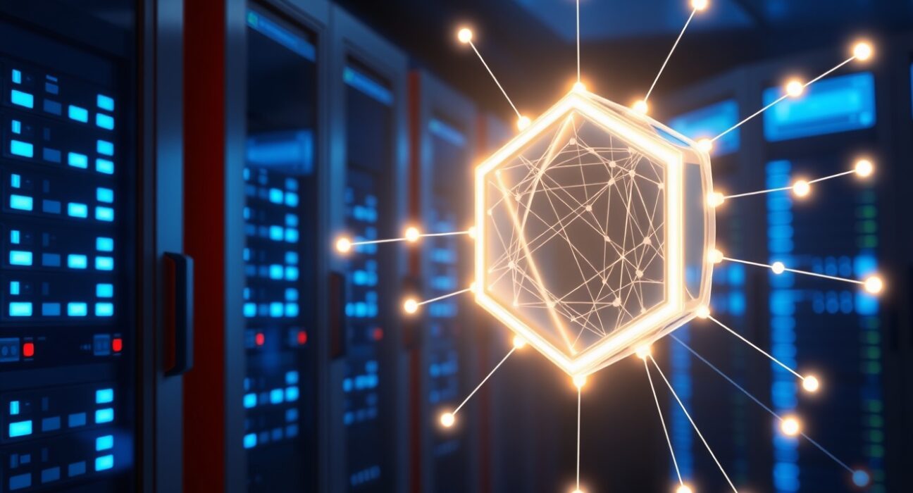 A secure network node representing the $691 million Bittensor TAO staking milestone achieved by Yuma for decentralized AI subnets.