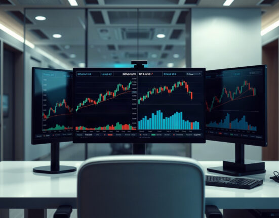Bitwise crypto fund trading desk with futures and spot charts