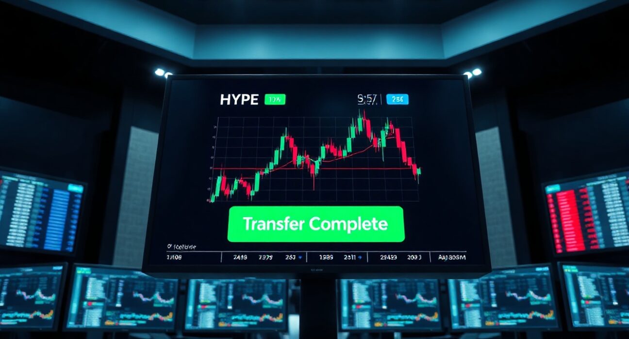 A digital trading screen showing a completed HYPE token transfer, representing a significant cryptocurrency transaction.