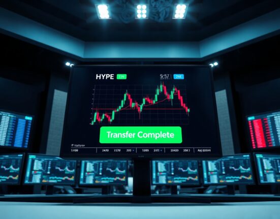 A digital trading screen showing a completed HYPE token transfer, representing a significant cryptocurrency transaction.