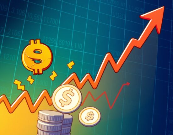 Cartoon illustration depicting the phenomenal first-day trading volume of the Bitwise SOL ETF, showing strong market performance.
