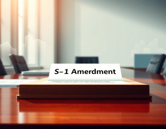 BlackRock's amended S-1 filing document for its Bitcoin Premium Income ETF on a desk.