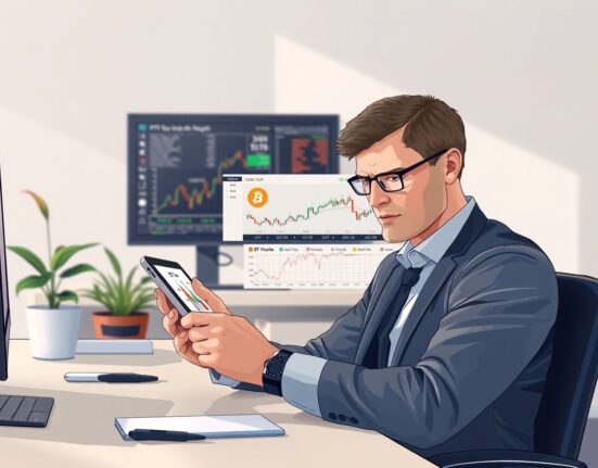 Financial analyst examines Bitcoin ETF data showing investor accumulation trends