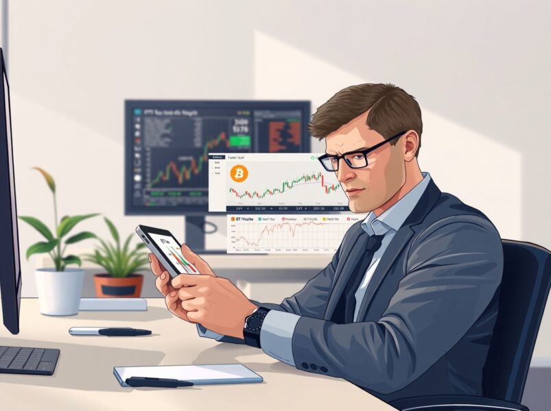 Financial analyst examines Bitcoin ETF data showing investor accumulation trends