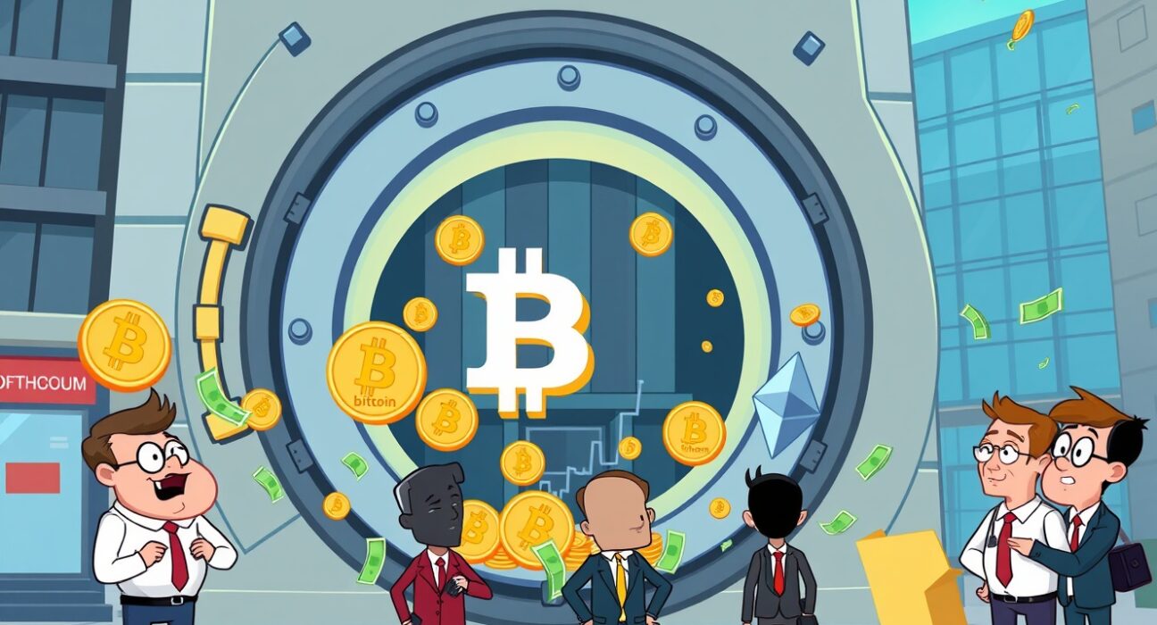 BlackRock Bitcoin Ethereum deposit shown as digital assets flowing from institutional vault to exchange platform