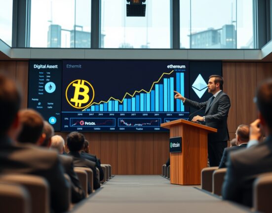 BlackRock executive discussing Bitcoin and Ethereum dominance at Digital Asset Summit conference