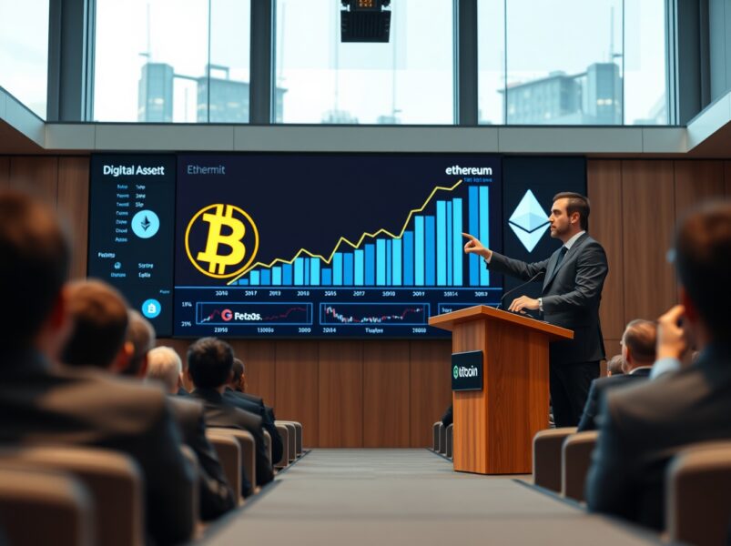 BlackRock executive discussing Bitcoin and Ethereum dominance at Digital Asset Summit conference