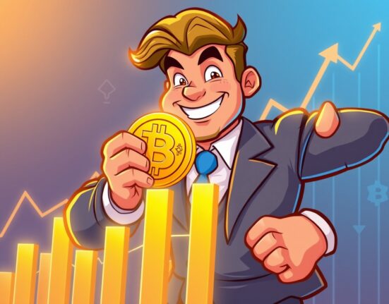 Illustration of a CEO's stunning reversal endorsing Bitcoin as digital gold for investment portfolios.