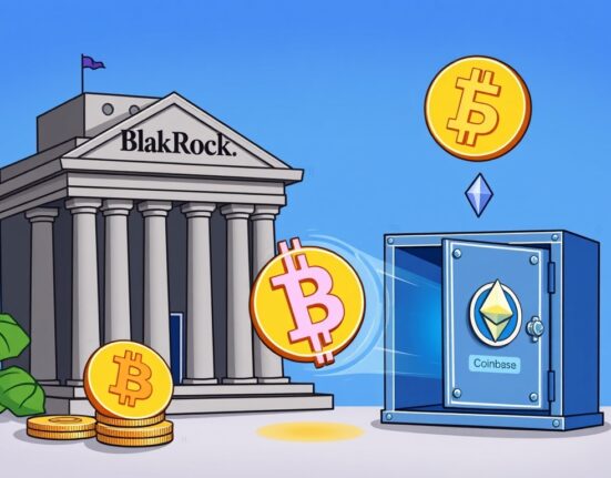BlackRock's massive BlackRock crypto deposit into Coinbase Prime, symbolizing significant institutional crypto adoption.