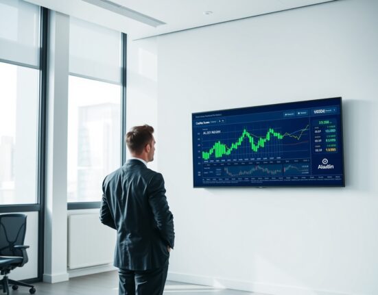 Financial analyst viewing Ethena USDe stablecoin data on BlackRock's Aladdin platform dashboard.