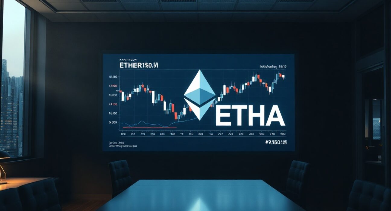 BlackRock ETHA Ethereum ETF reverse split announcement on a trading screen
