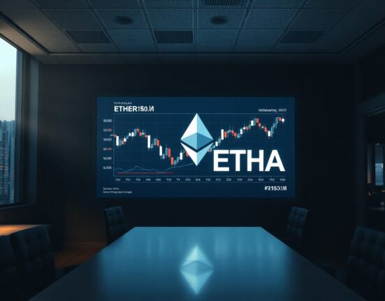 BlackRock ETHA Ethereum ETF reverse split announcement on a trading screen