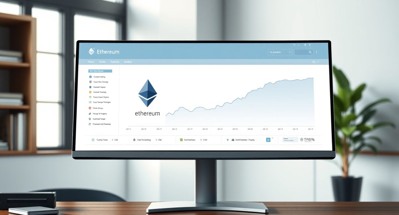 BlackRock iShares dashboard featuring the new Ethereum staking ETF ticker ETHB on a professional trading monitor.