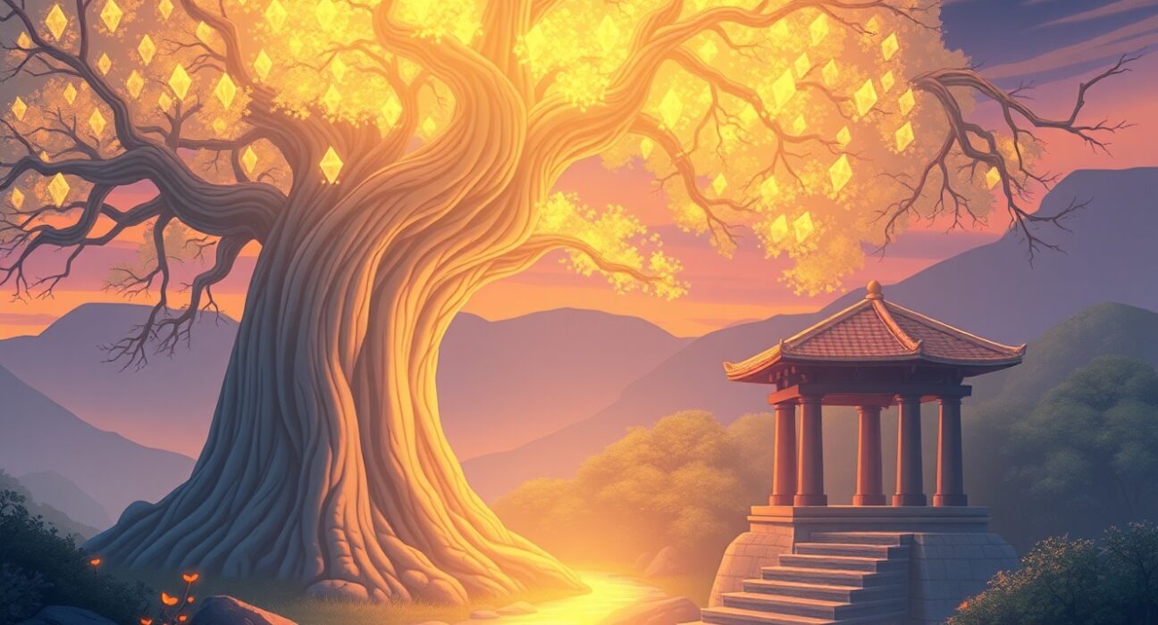 Conceptual representation of BlackRock's staked Ethereum ETF bridging traditional finance and blockchain technology.