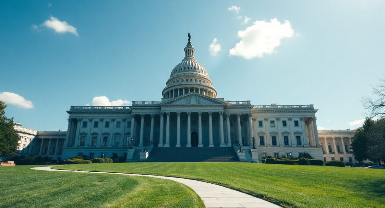 U.S. Capitol building on a sunny day, representing legislative action on crypto regulation