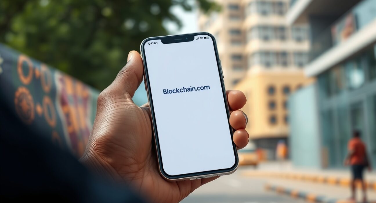 Blockchain.com app usage in Ghana representing the company's market expansion and digital finance