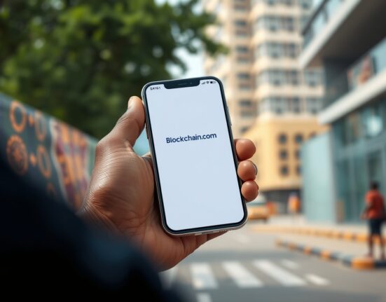 Blockchain.com app usage in Ghana representing the company's market expansion and digital finance access.