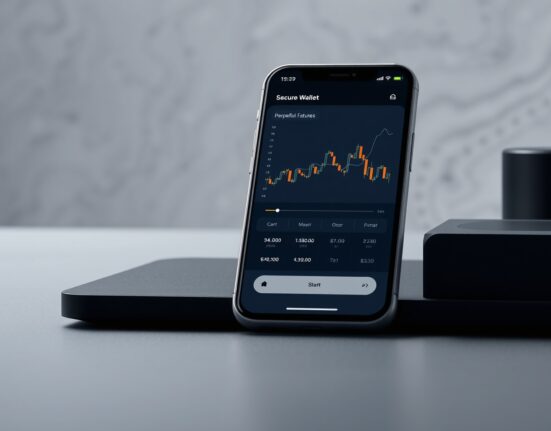 Blockchain.com's non-custodial wallet interface showing perpetual futures trading functionality with Bitcoin collateral.