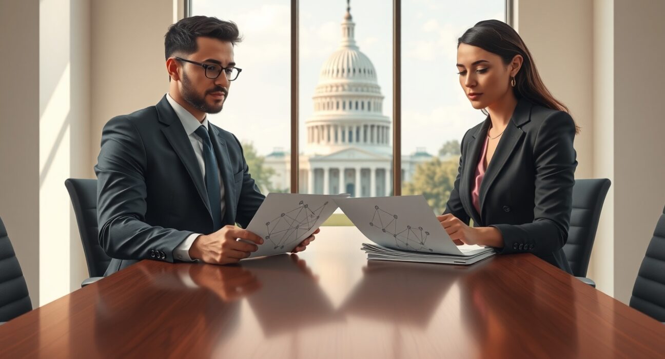 Blockchain Leadership Fund policy meeting in Washington D.C. with U.S. Capitol view