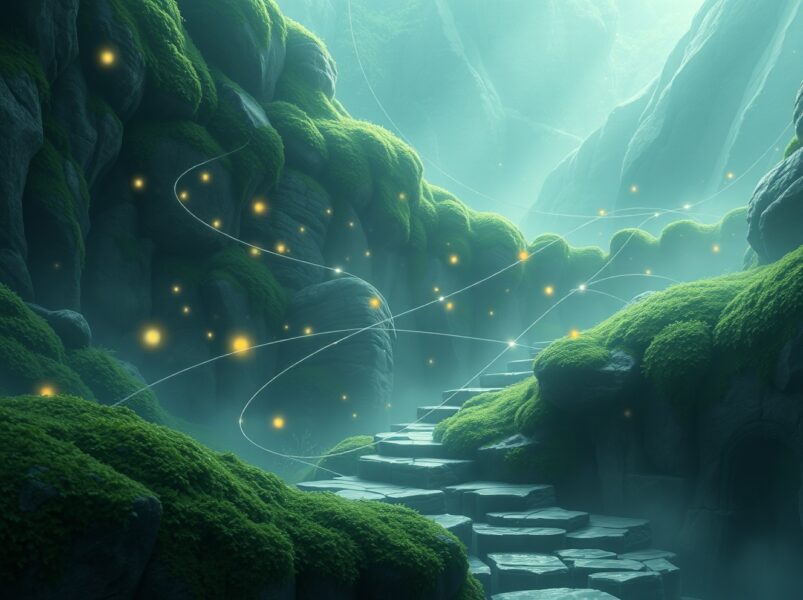 Blockchain privacy as the critical battleground for dominant financial ecosystems, illustrated in Ghibli style.