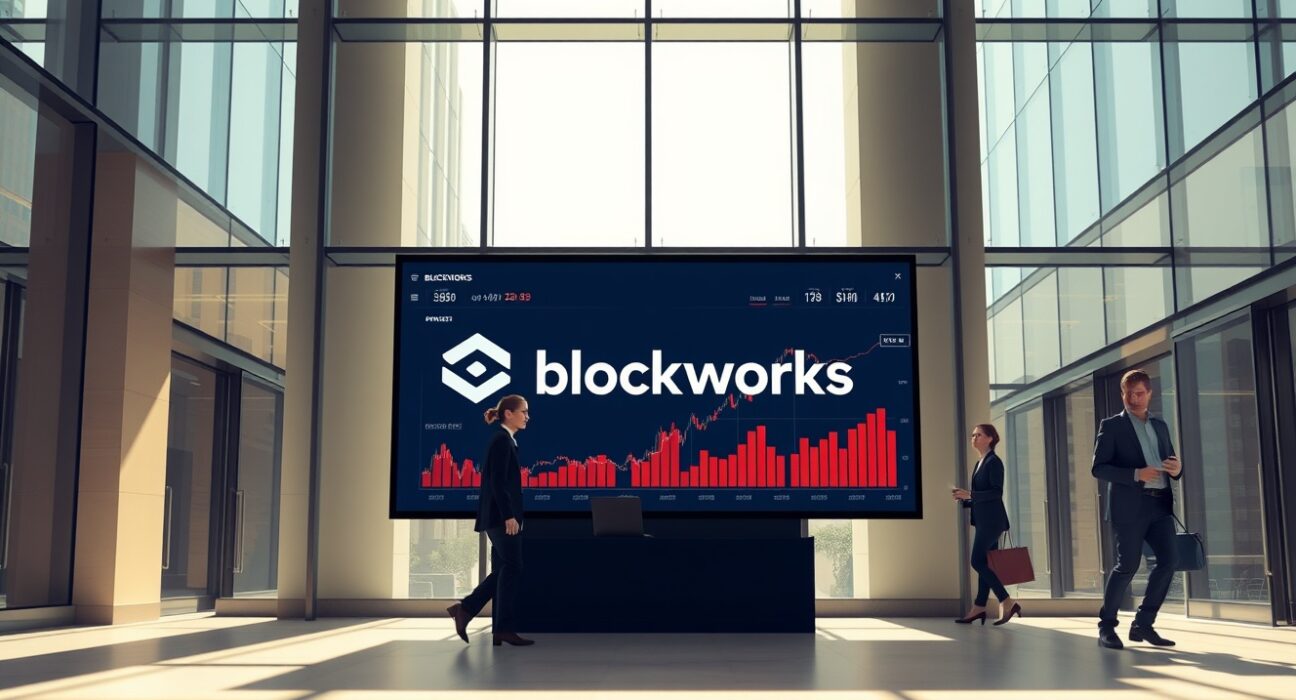 Blockworks Series A funding round with Coinbase Ventures participation valued at $192 million in a modern office setting