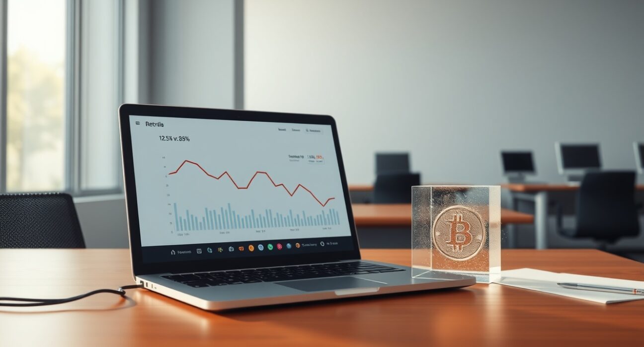 Analysis of inactive blue-chip crypto projects showing data dashboard and token symbolism.