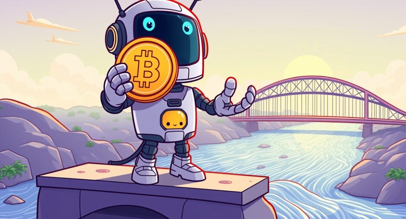 A vibrant cartoon illustration symbolizing the new BNB Chain stablecoin bringing stability and liquidity to the blockchain ecosystem.