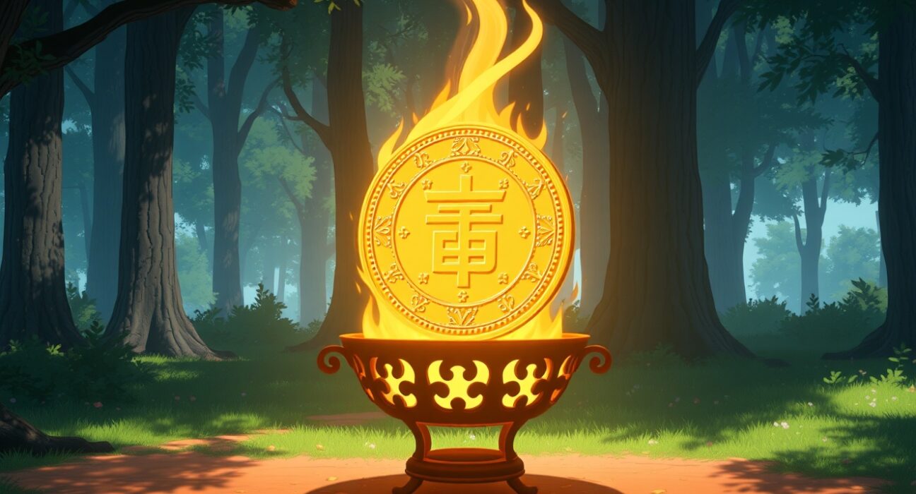 Visual metaphor for the BNB Chain token burn reducing total supply through a controlled, deflationary mechanism.