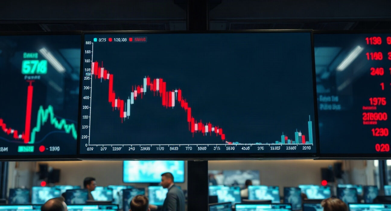 Cryptocurrency price chart showing a sharp decline for BNB on a trading screen